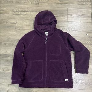 The North Face womens size M Sherpa plum winter hooded jacket